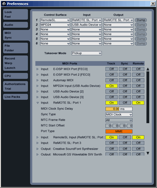 Change all your MIDI port types from DirectMusic to MME